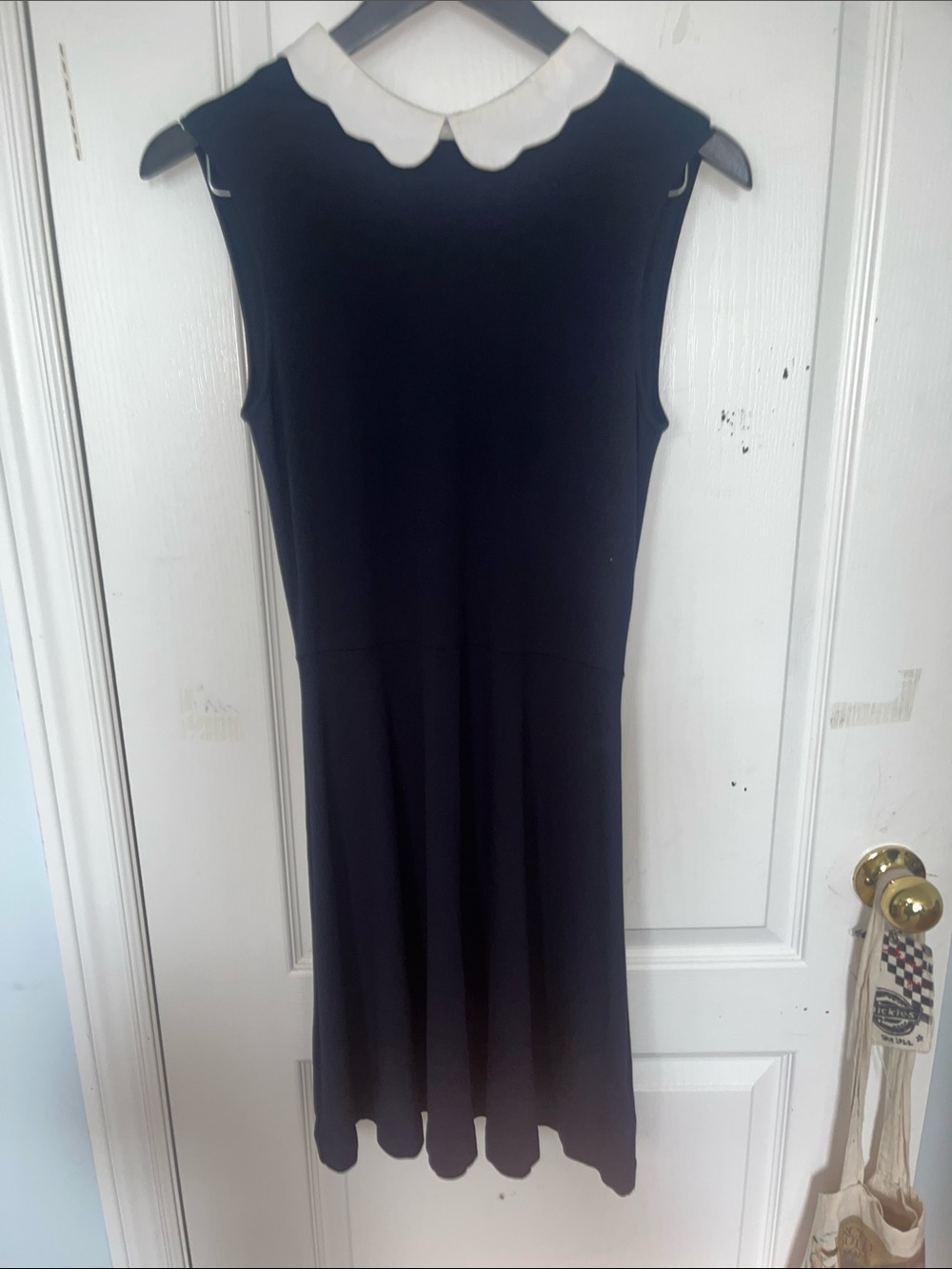 Cos navy Sleeveless Dress with White Scalloped Collar
